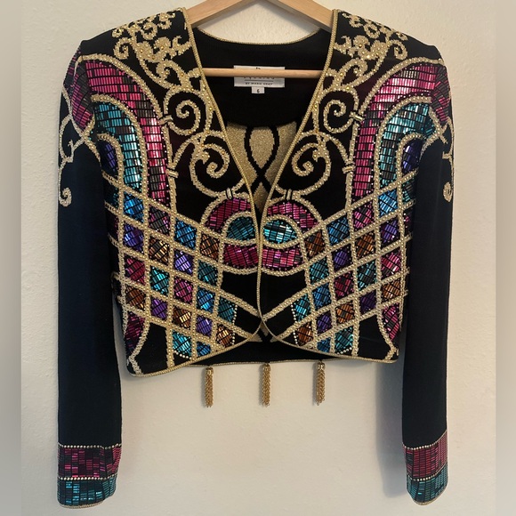St John evening by Marie Gray Jackets & Blazers - St John Evening by Marie Gray Bolero Jacket, Sequins, Tassels,  Paillettes